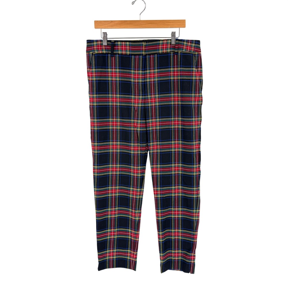 Talbots Hampshire Ankle Pant Multicolor Size 12 Plaid Tartan Wool Blend Preppy